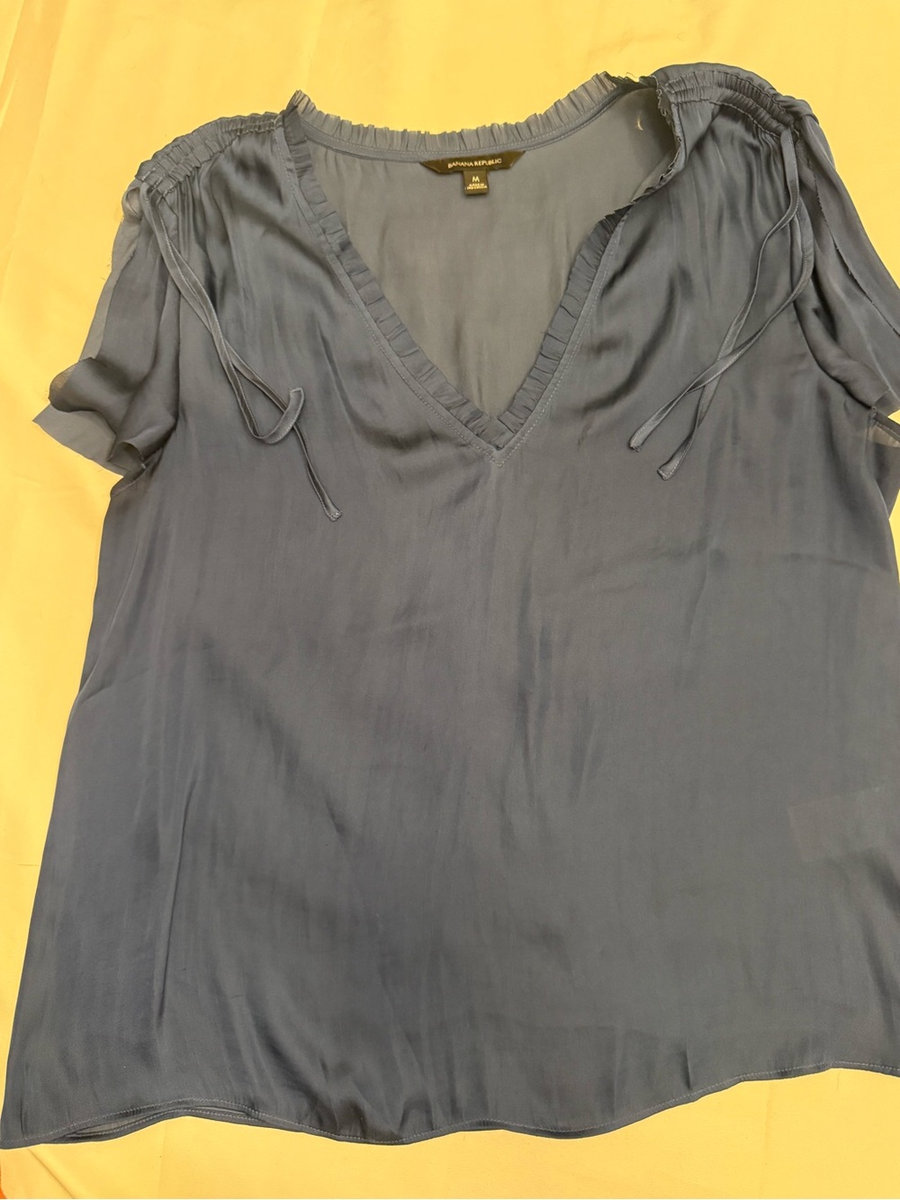 Banana Republic Slate-Blue V-Neck Tie-Shoulder Blouse